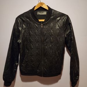 Faux Leather Stitched Bomber